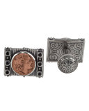 Men's Sterling Silver & Copper Herakles Cuff Links w/Spinel Insets