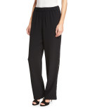 Side-Snap Wide-Leg Pants