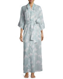 Isadora Floral-Print Kimono Robe, Light Blue