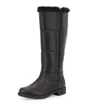 Abbott Faux-Fur Lined Leather Weather Boot, Black