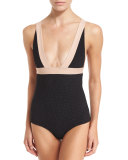 Isabella Smocked One-Piece Swimsuit, Crete Colorblock