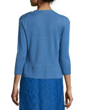 4-Way Linen-Blend Knit Cardigan, Gulf, Plus Size