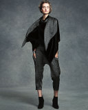 Printed Silk Cropped Harem Pants, Black