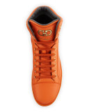 Stephen 2 Calfskin High-Top Sneaker, Orange