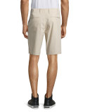 Flat-Front Cotton Shorts, Tan