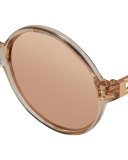 Round Acetate & Metal Sunglasses, Rose Gold