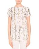 Vine-Print Crewneck Tee, White