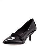 Gracey Patent Mid-Heel Mary Jane Pump, Black