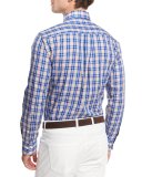 Prince Plaid Long-Sleeve Sport Shirt, Navy