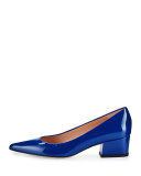 Largo Patent Low-Heel Pump, Ultramarine