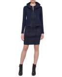 Eda Fitted Plaid Wool Jacket, Blue Jay
