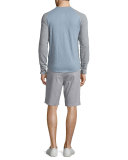 Raglan-Sleeve Baseball Shirt, Heathered Denim/Steel