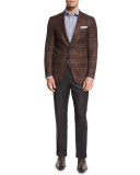 Twill Flat-Front Trousers, Charcoal