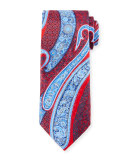 Paisley-Print Silk Tie, Red