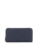 Saffiano Leather Zip-Around Travel Wallet, Black