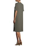 Short-Sleeve Round-Neck Jersey Dress, Petite 
