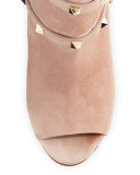 Rockstud Open-Toe 100mm Ankle Boot, Poudre