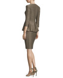 Casablanca Glimmer-Knit Peplum Jacket, Caviar/Gold