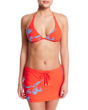 Talisay Printed Halter Swim Top, Poppy Red Pylos