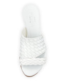 Gabri Woven Leather Slide Sandal, White