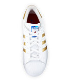 Superstar Original Fashion Sneaker, White/Gold
