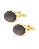 Silver Obsidian Brass Cuff Links