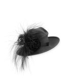 Velour Feather-Spray Side-Sweep Hat, Black