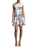 Mah Illuminated Bloom Floral-Print Fit & Flare Dress, Purple