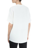 Crepe Short-Sleeve Double-V Top