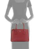 Saffiano Lux Small Double-Zip Tote Bag, Wine (Cerise)