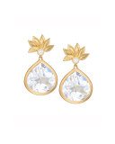 Lotus Flower White Topaz & Diamond Earrings