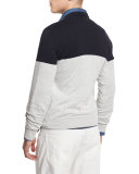 Colorblock Crewneck Sweater, Fog/Navy