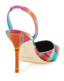 Carolyne Satin High-Heel Halter Pump, Multi