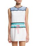 Sleeveless Drawstring-Waist Signature Sport Dress, White