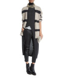Open-Front Rugby-Striped Cardigan, Sea Salt