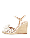 biana grosgrain bow wedge sandal, ivory