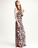 Jolene Sleeveless Lace-Up Maxi Dress, Jaguar Print
