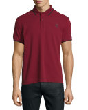 Contrast-Tip Logo Pique Polo Shirt, Burgundy