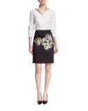 Jasmine-Print Pencil Skirt, Jasmine