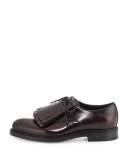 Cordovan Spazzolato Leather Lace-Up w/Removable Fringe
