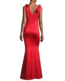 Katerina Sleeveless Satin Mermaid Gown, Red