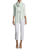 Long-Sleeve Sheer Crepe Asymmetric Tunic