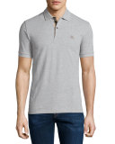 Short-Sleeve Pique Polo Shirt, Pale Gray