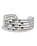 Confetti Wide Cuff Bracelet with Black Onyx, Black Diamonds and Gold