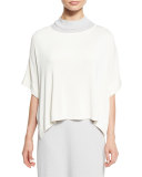 Short-Sleeve Silky Tunic, White 