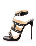 Sexystrapi Jazz Studded-Zip Red Sole Pump, Black
