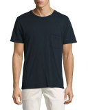 Raw-Pocket Crewneck T-Shirt, Navy