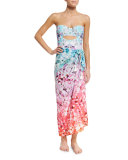 Crystal Floral-Print Long Pareo