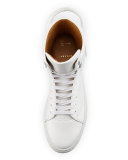 125mm High-Top Leather Sneaker with Padlock, White