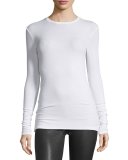 Long-Sleeve Crewneck Jersey Tee, White